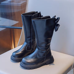 Camouflage Mid Calf Boots for Girls Bowknot & TPR Non Slip Sole