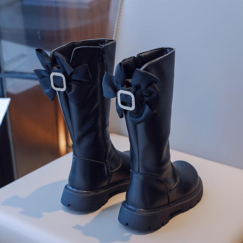 Camouflage Mid Calf Boots for Girls Bowknot & TPR Non Slip Sole