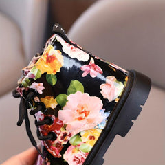 Vintage Flower Pattern Ankle Boots For Girls Kids