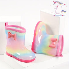 Girl's PVC Rain Boots Slip On Non slip Waterproof Comfy Rain Shoes