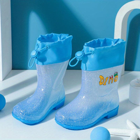 Swalker Cartoon Drawstring Rain Boots For Girls Non slip Waterproof Shoes