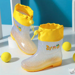 Swalker Cartoon Drawstring Rain Boots For Girls Non slip Waterproof Shoes