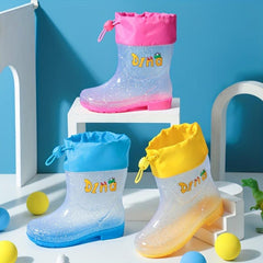 Swalker Cartoon Drawstring Rain Boots For Girls Non slip Waterproof Shoes