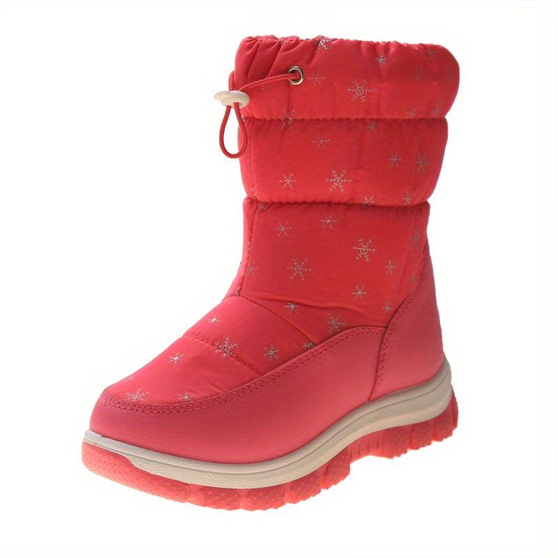 Girl's High Top Snow Boots Warm Fleece Cozy Non-Slip Boots