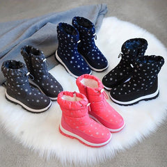 Girl's High Top Snow Boots Warm Fleece Cozy Non-Slip Boots
