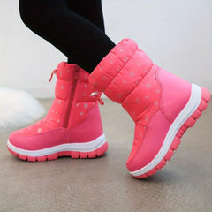 Girl's High Top Snow Boots Warm Fleece Cozy Non-Slip Boots