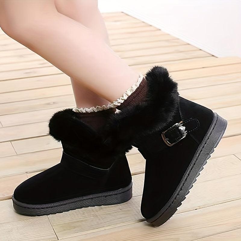 Girls' Slip On Snow Boots Soft & Warm Fleece Indoor Outdoor Walking