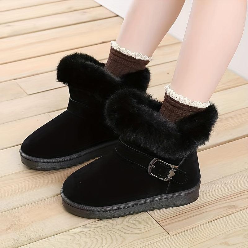 Girls' Slip On Snow Boots Soft & Warm Fleece Indoor Outdoor Walking