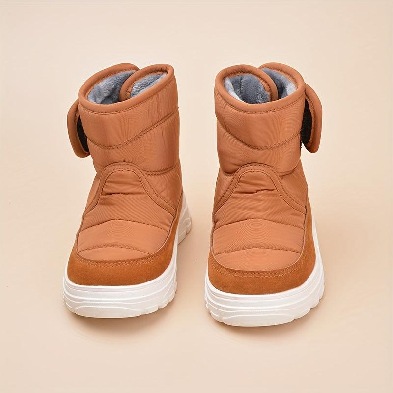 Girl's Solid Snow Boots Warm Fleece Cozy Ankle Boots