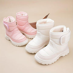 Girl's Solid Snow Boots Warm Fleece Cozy Ankle Boots