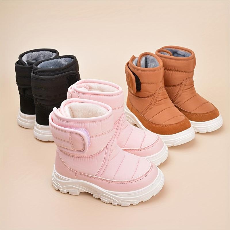 Girl's Solid Snow Boots Warm Fleece Cozy Ankle Boots