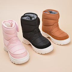 Girl's Solid Snow Boots Warm Fleece Cozy Ankle Boots