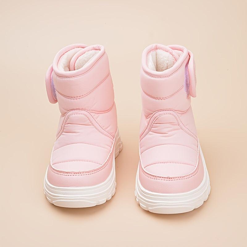 Girl's Solid Snow Boots Warm Fleece Cozy Ankle Boots