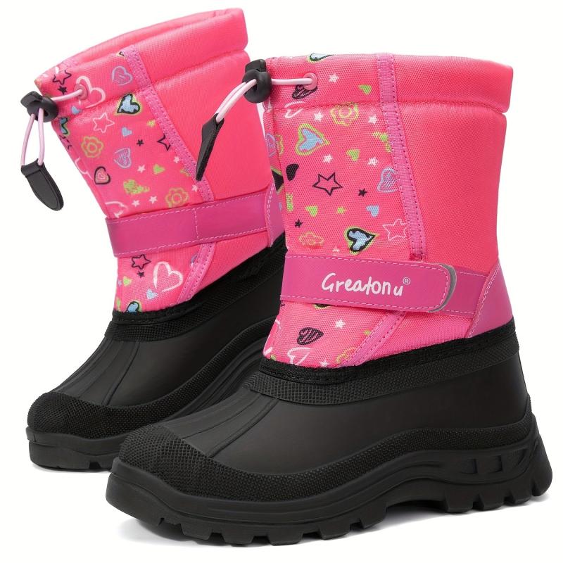 Girl's Snow Boots Warm Fleece Cozy Non slip Ankle Boots