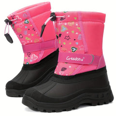 Girl's Snow Boots Warm Fleece Cozy Non slip Ankle Boots