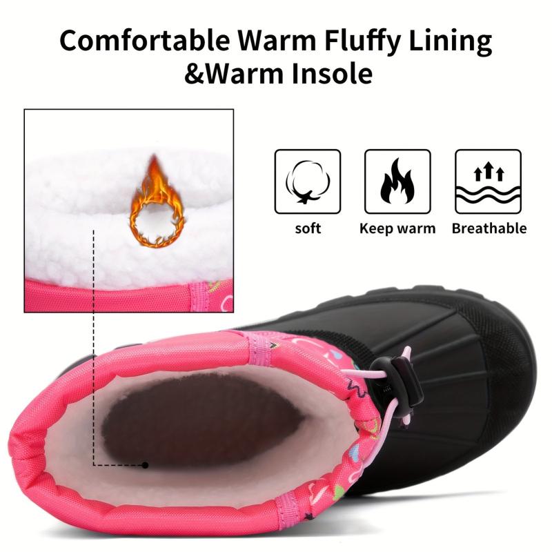 Girl's Snow Boots Warm Fleece Cozy Non slip Ankle Boots