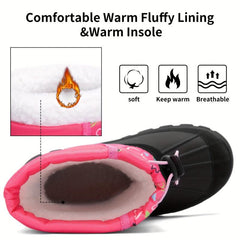 Girl's Snow Boots Warm Fleece Cozy Non slip Ankle Boots