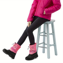 Girl's Snow Boots Warm Fleece Cozy Non slip Ankle Boots