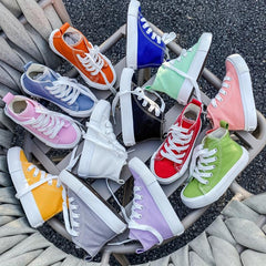 Girls Lace Up High Top Canvas Sneakers
