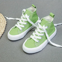 Girls Lace Up High Top Canvas Sneakers