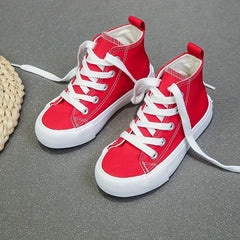 Girls Lace Up High Top Canvas Sneakers