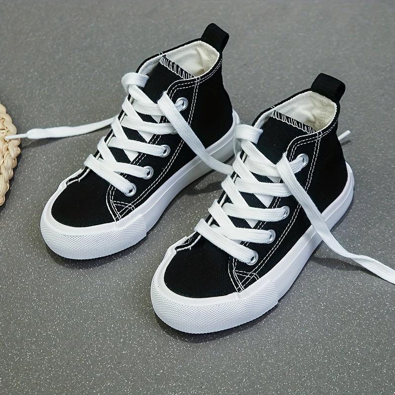 Girls Lace Up High Top Canvas Sneakers