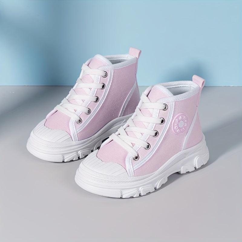 Girls High Top Canvas Sneakers Casual Anti skid Lace up Shoes