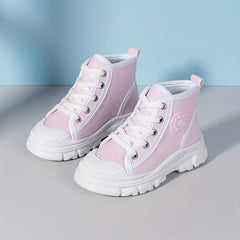 Girls High Top Canvas Sneakers Casual Anti skid Lace up Shoes
