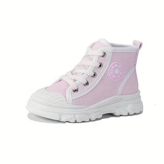 Girls High Top Canvas Sneakers Casual Anti skid Lace up Shoes