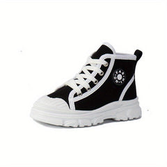 Girls High Top Canvas Sneakers Casual Anti skid Lace up Shoes