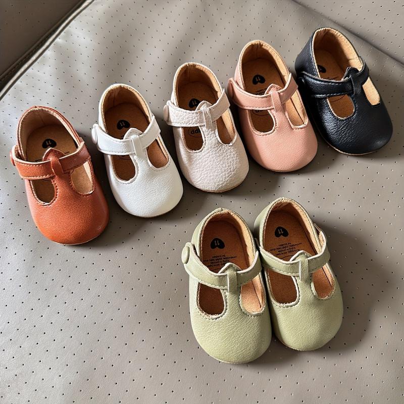 Myggpp Baby Girl's Vintage Faux Leather Shoes Soft Rubber Sole