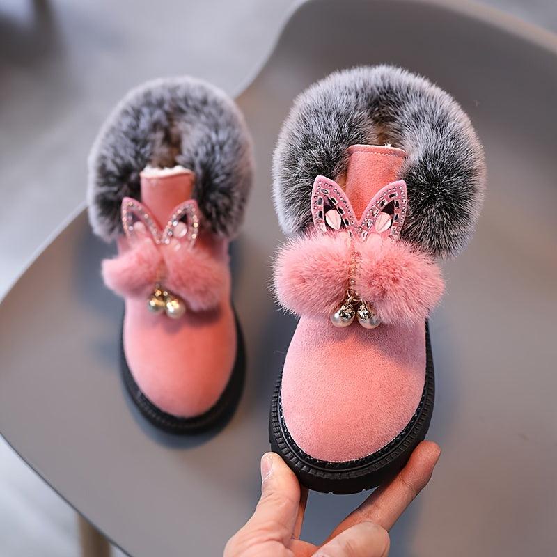 Rabbit Ears Snow Boots for Baby Girls Soft Warm Plus Fleece Boots