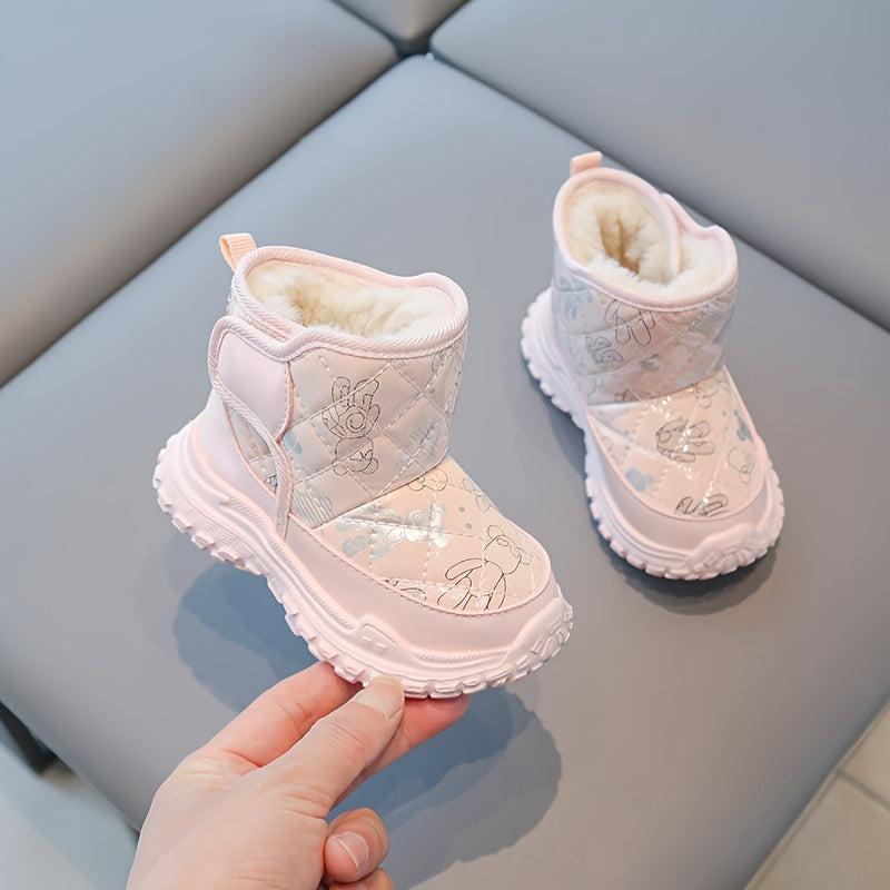 Soft Warm Fleece Baby Girls Snow Boots for Outdoor Walking Hiking