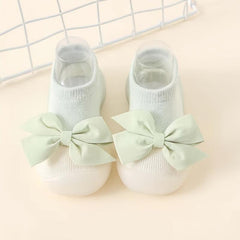 Bowknot Slip On Sock Shoes For Baby Girls