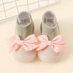 Bowknot Slip On Sock Shoes For Baby Girls