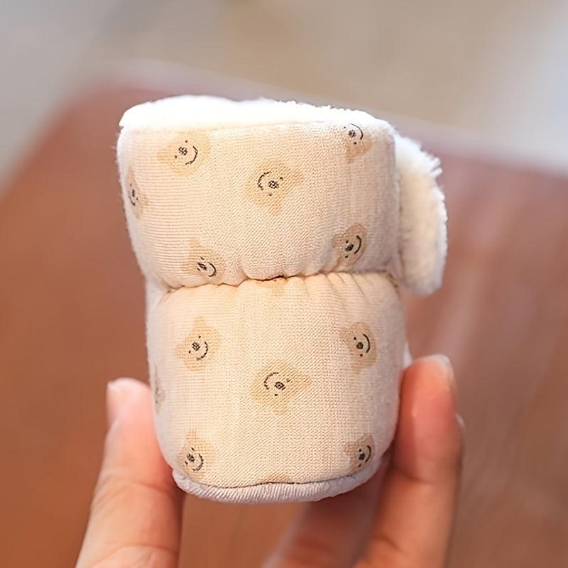Cute Bear Cozy Boots for Baby Girls with Fleece Lining