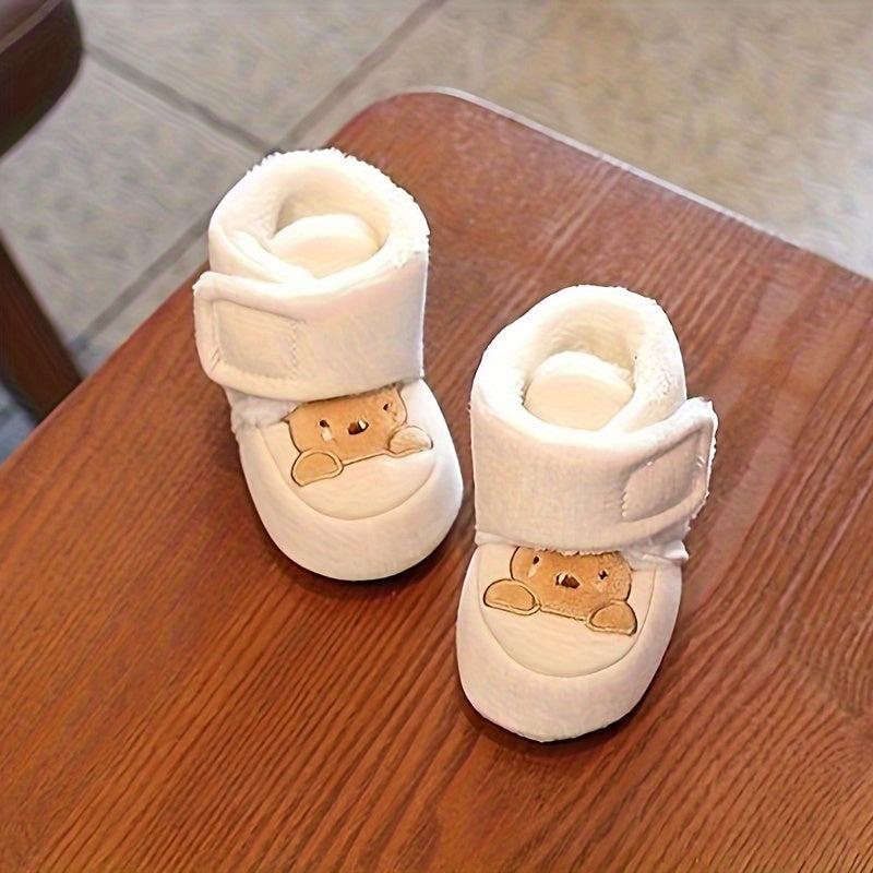 Cute Bear Cozy Boots for Baby Girls with Fleece Lining