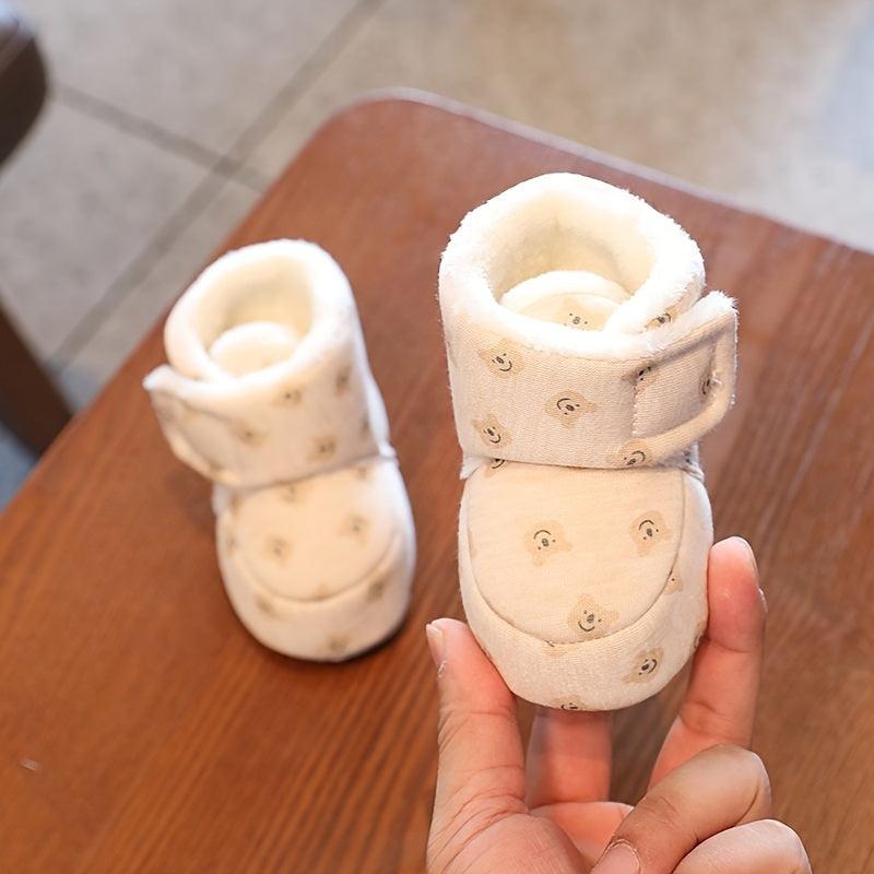 Cute Bear Cozy Boots for Baby Girls with Fleece Lining