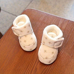 Cute Bear Cozy Boots for Baby Girls with Fleece Lining