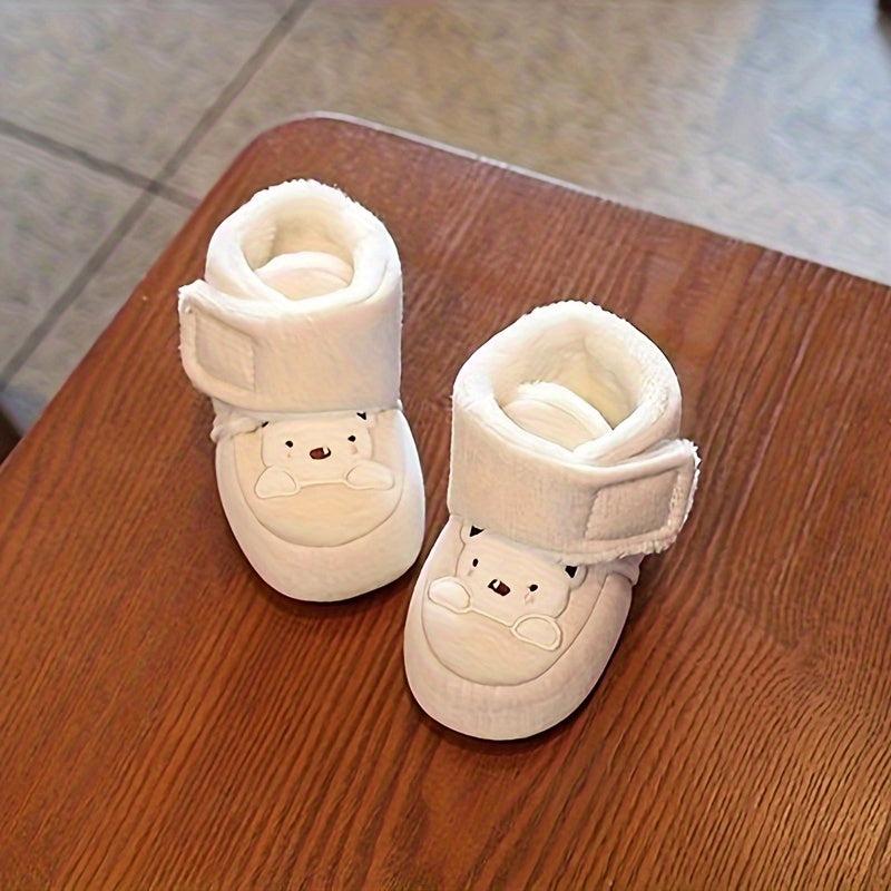 Cute Bear Cozy Boots for Baby Girls with Fleece Lining