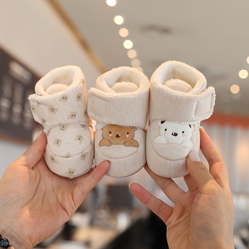 Cute Bear Cozy Boots for Baby Girls with Fleece Lining