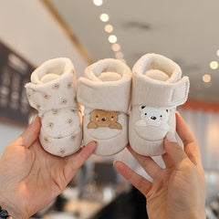 Cute Bear Cozy Boots for Baby Girls with Fleece Lining