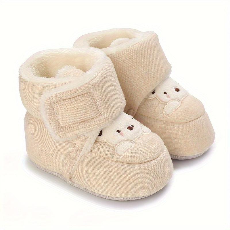 Cute Bear Cozy Boots for Baby Girls with Fleece Lining