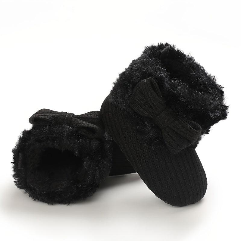 Bowknot Comfortable Boots For Baby Girls Soft Warm Plus Fleece Boots