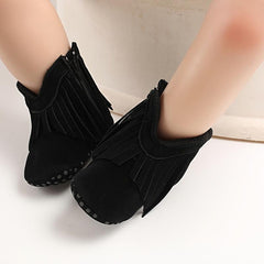 Baby Girls Tassel Booties Anti slip Zipper Crib Shoes