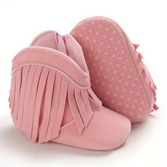 Baby Girls Tassel Booties Anti slip Zipper Crib Shoes