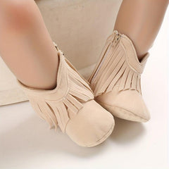 Baby Girls Tassel Booties Anti slip Zipper Crib Shoes