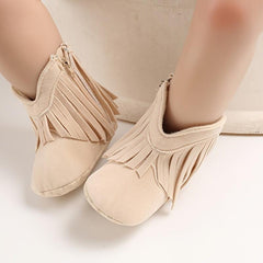 Baby Girls Tassel Booties Anti slip Zipper Crib Shoes