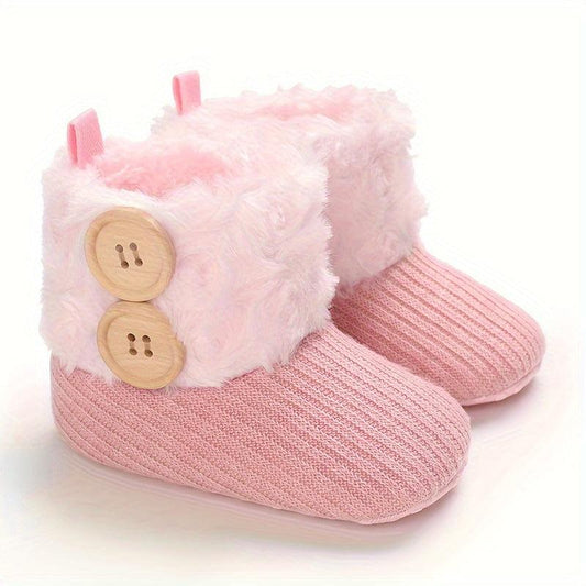 Soft Warm Fleece Boots for Baby Girls - Indoor Winter Walking