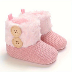 Soft Warm Fleece Boots for Baby Girls - Indoor Winter Walking